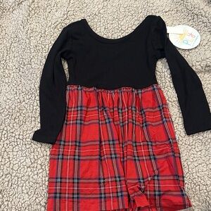 Little Sleepies Play Long Sleeve Black & Red Plaid Dress